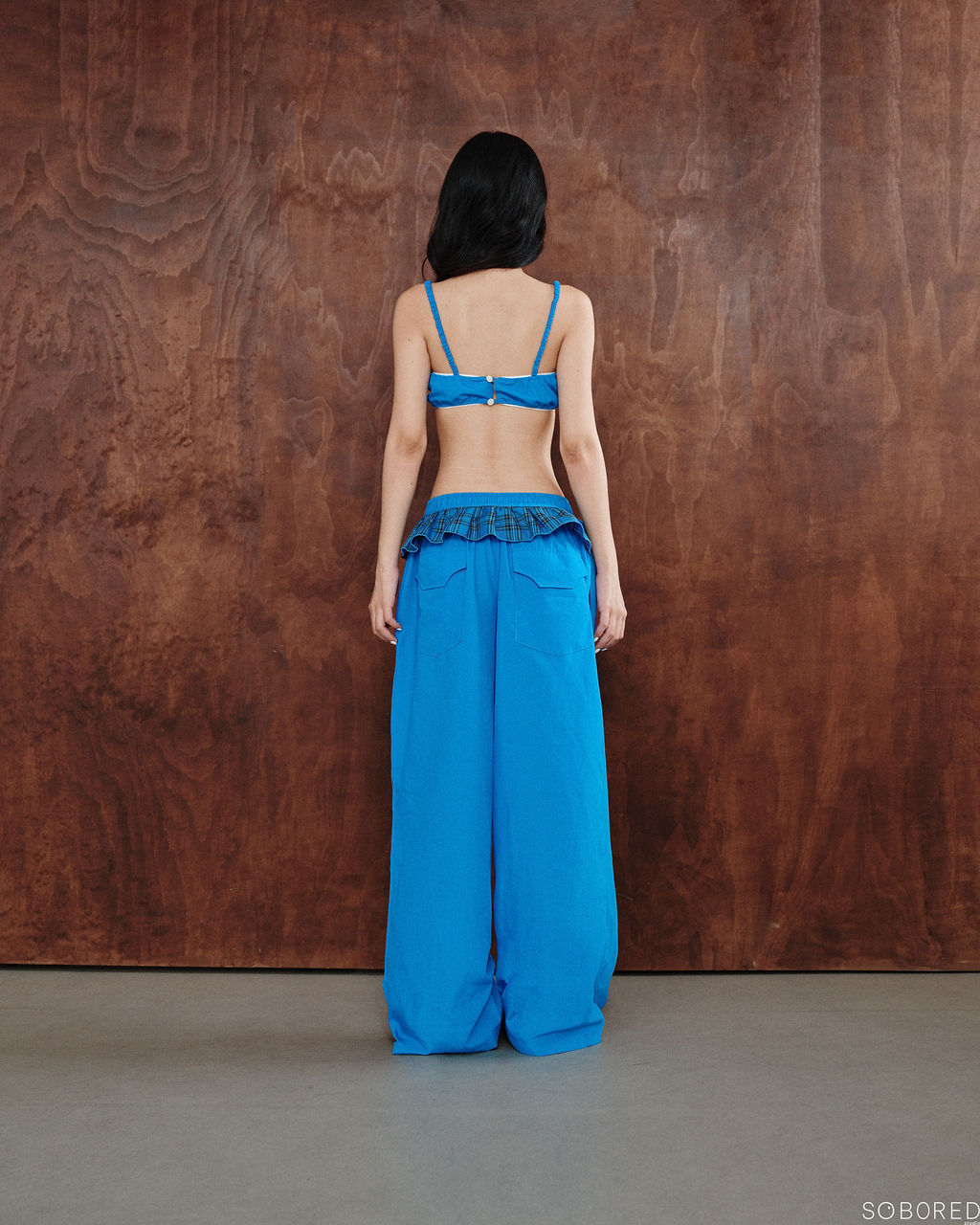 BLUEBLUE TROUSERS WITH RUFFLE BELT